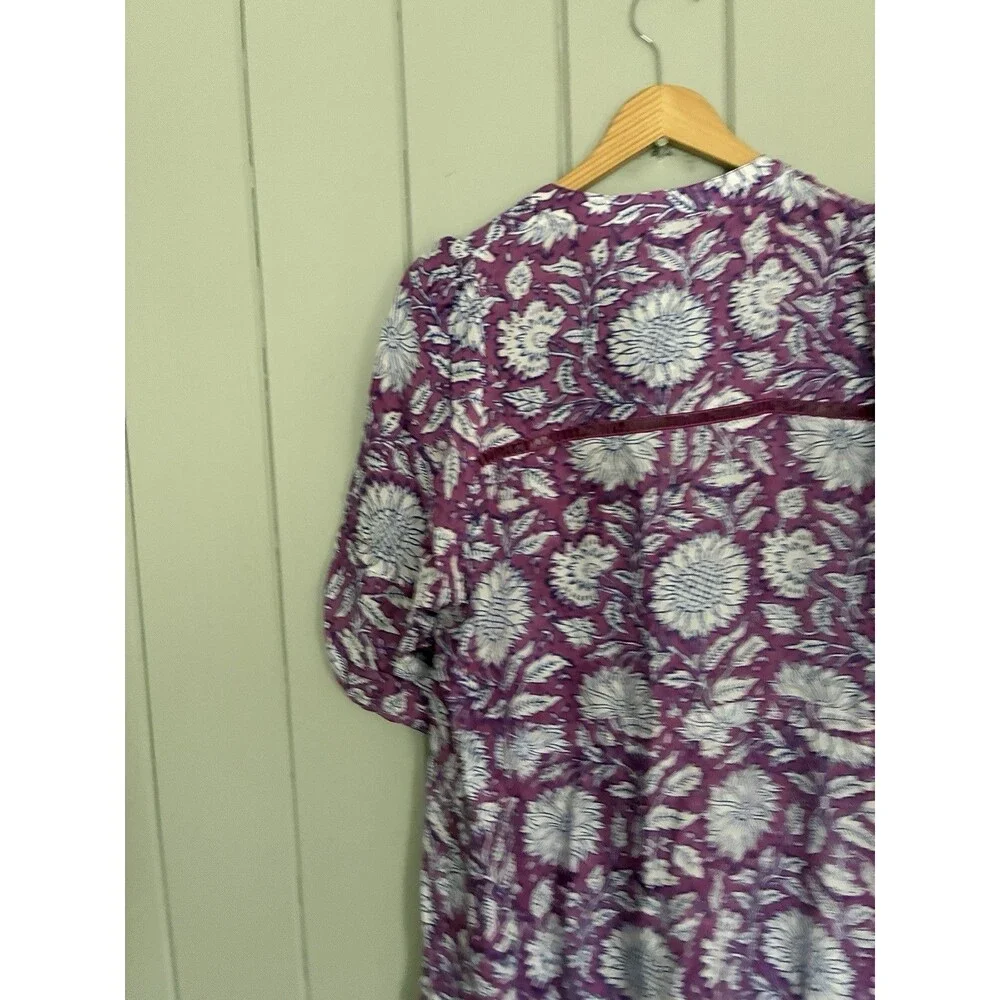 Emerson Fry Maxi Dress XL Lucy 4 Love Thomas Long Floral Purple Boho Button - Picture 8 of 8